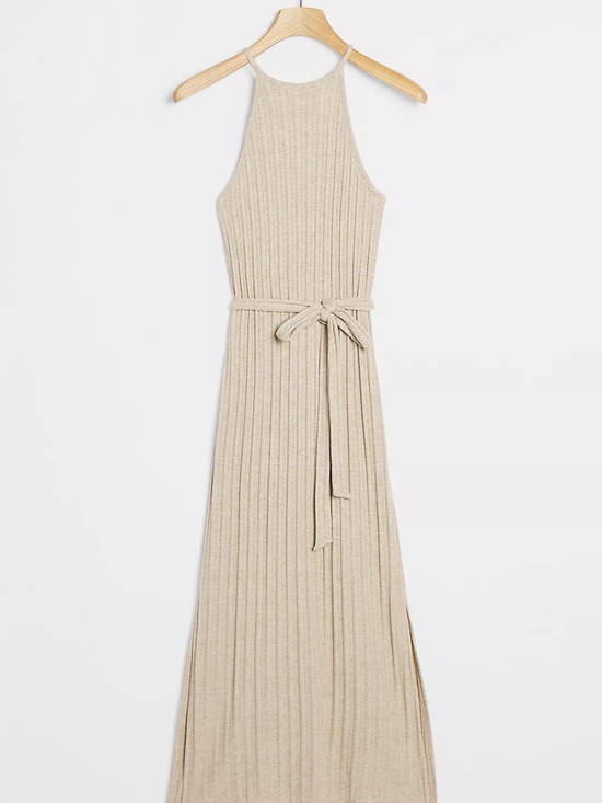 Amadi Dresses & Skirts - NWT Anthropologie/Amadi Caroline Knit Halter Maxi Dress In Oatmeal Womens M